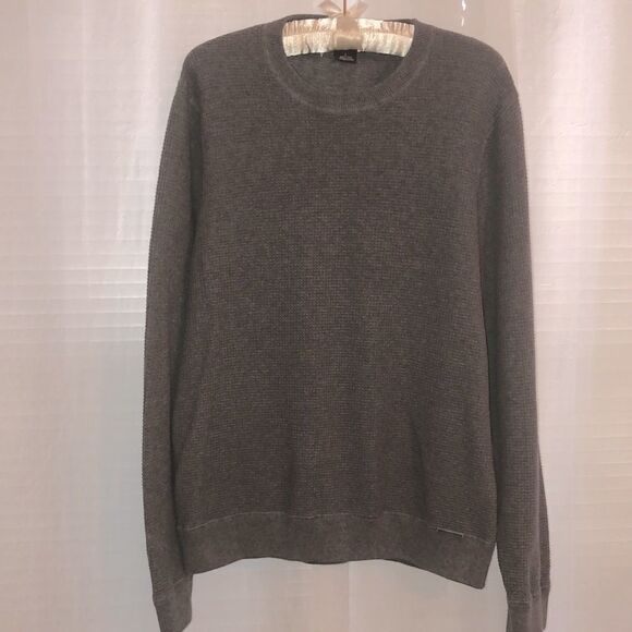 Michael Kors L Cotton Gray Waffle Knit Crewneck Pullover Thermal - Picture 3 of 16